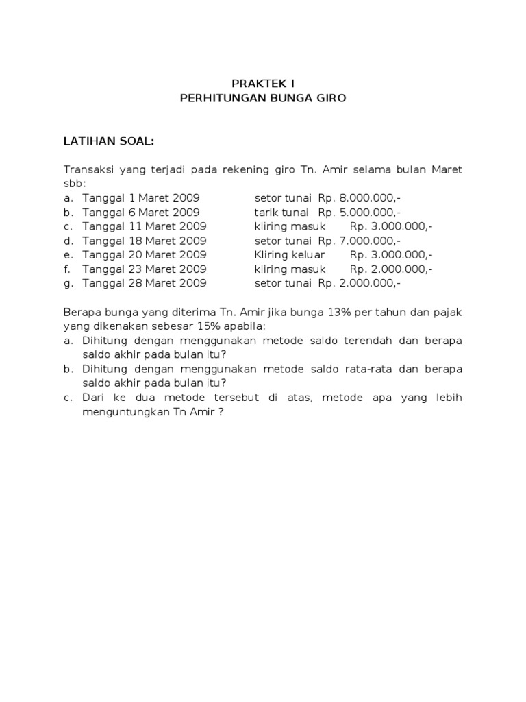 Soal Perhitungan Giro
