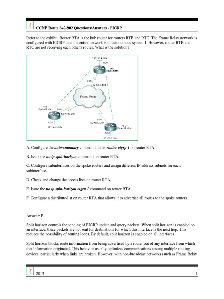 CCNP Route QA EIGRP | PDF | Router (Computing) | Routing