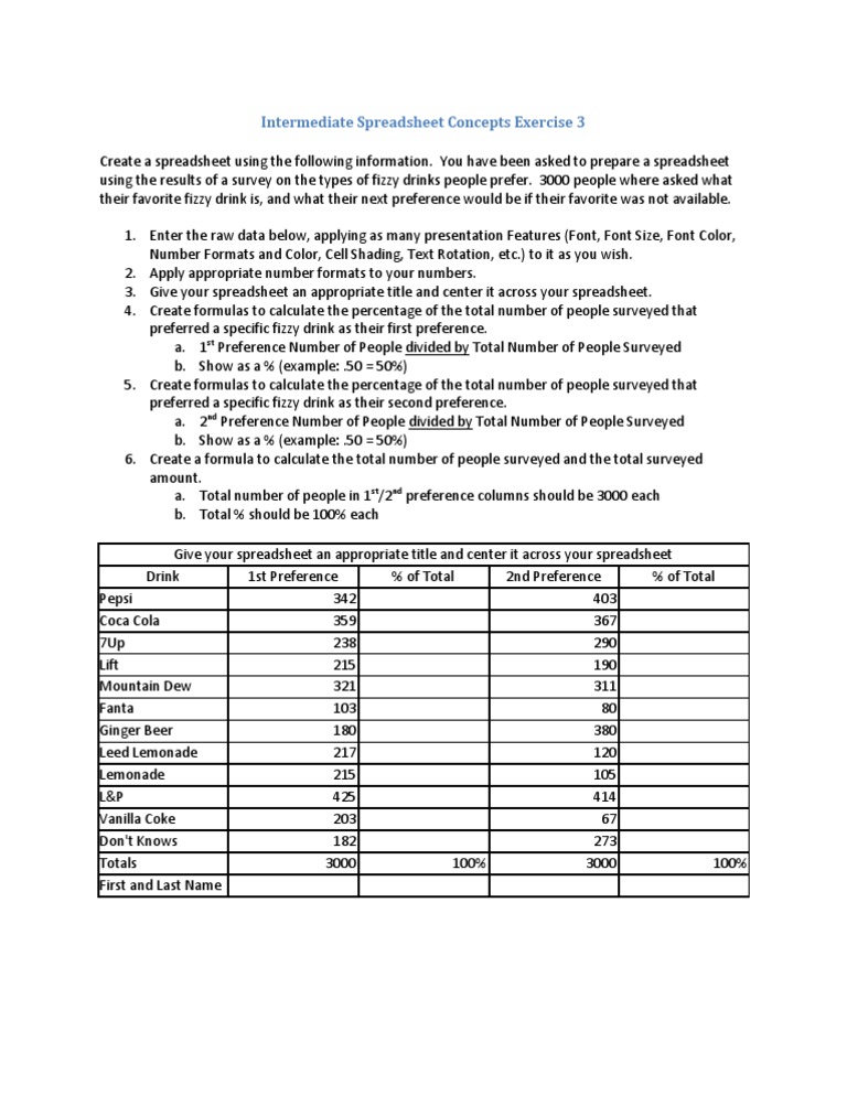 Intermediate Spreadsheet Concepts Exercise 3b | PDF | Social Science