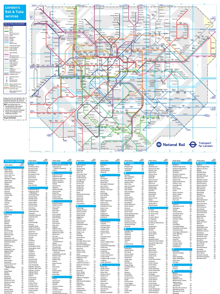 London Rail And Tube Services Map London Public Transport