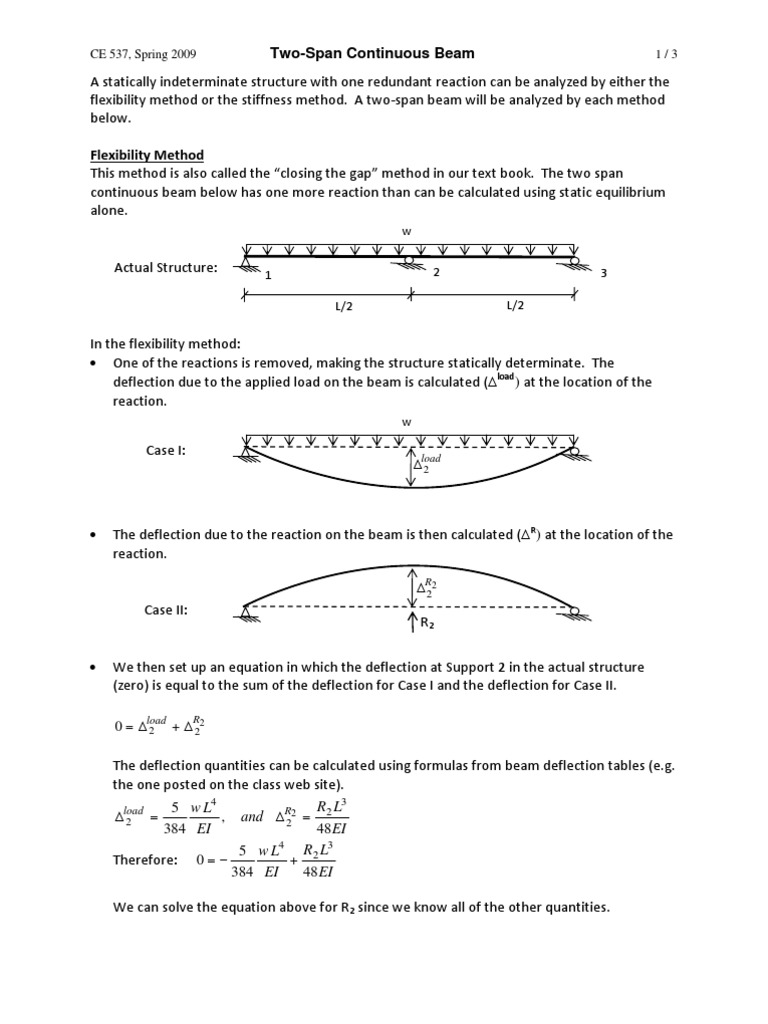 Two-Span Continuous Beam Analysis | PDF | Beam (Structure) | Stiffness