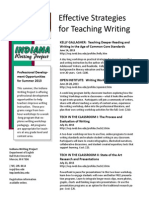 Indiana Writing Project Professional Development Programs Summer 2013