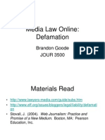 Media Law Online: Defamation: Brandon Goode JOUR 3500