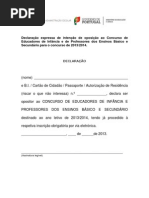 Declaração de oposição 2013
