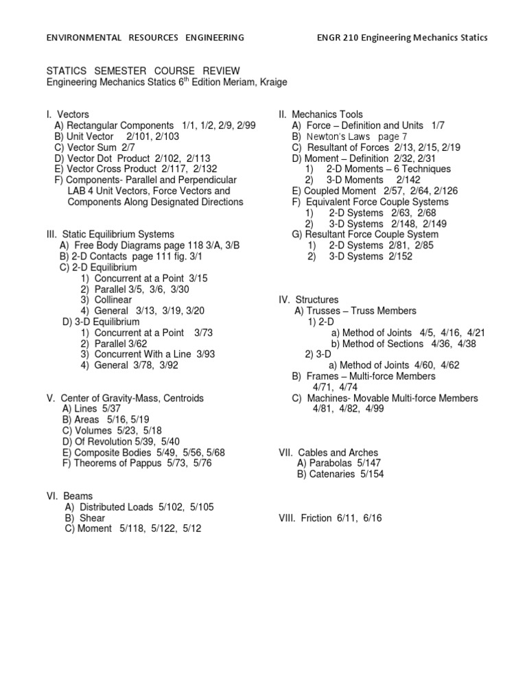 Statics Course Review for Engineers | PDF | Science & Mathematics