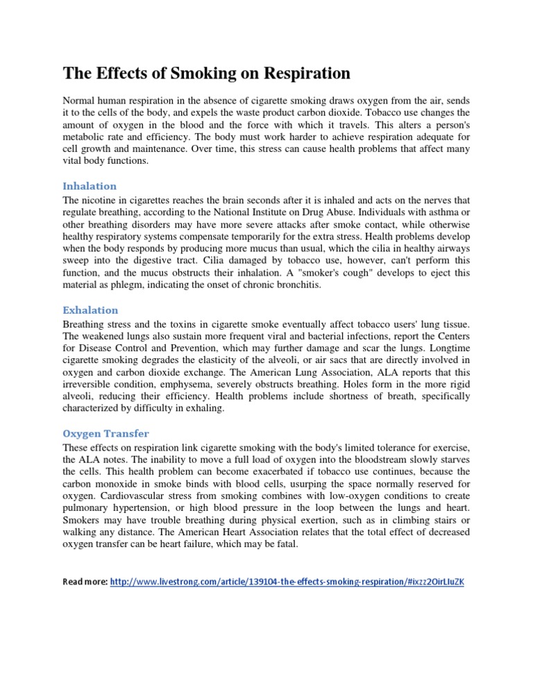 Impact of Smoking on Respiratory Health | PDF | Breathing | Lung