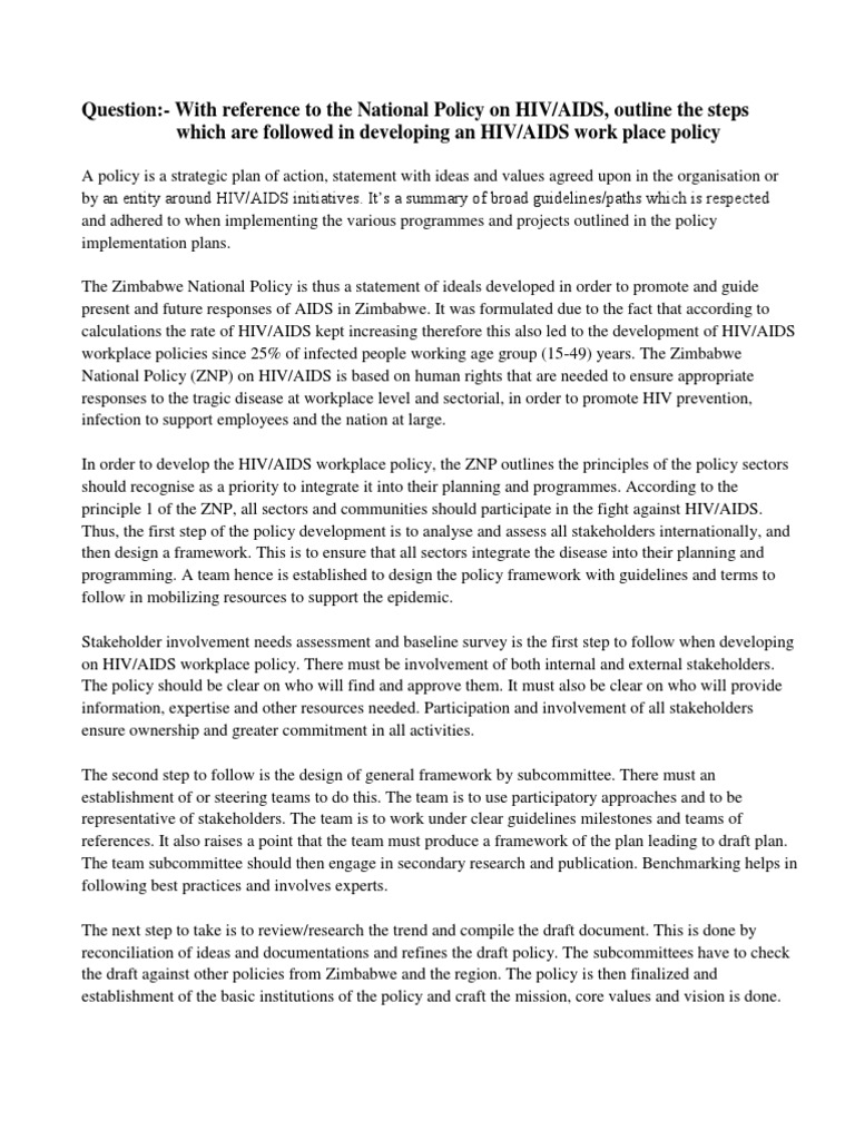 HIV Policy Assignment | PDF | Hiv/Aids | Diagnosis Of Hiv/Aids