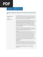 Solemnly Marking The 4th Anniversary of The End of War in Sri Lanka On May 18