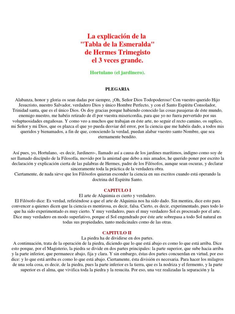 La explicación de la tabla esmeralda Verdad Soul