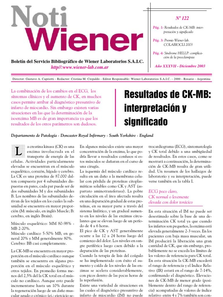 CK TOTAL Infarto De Miocardio Ciencias De La Salud