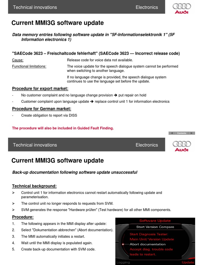 MMI 3G UPDATE intelligence overview