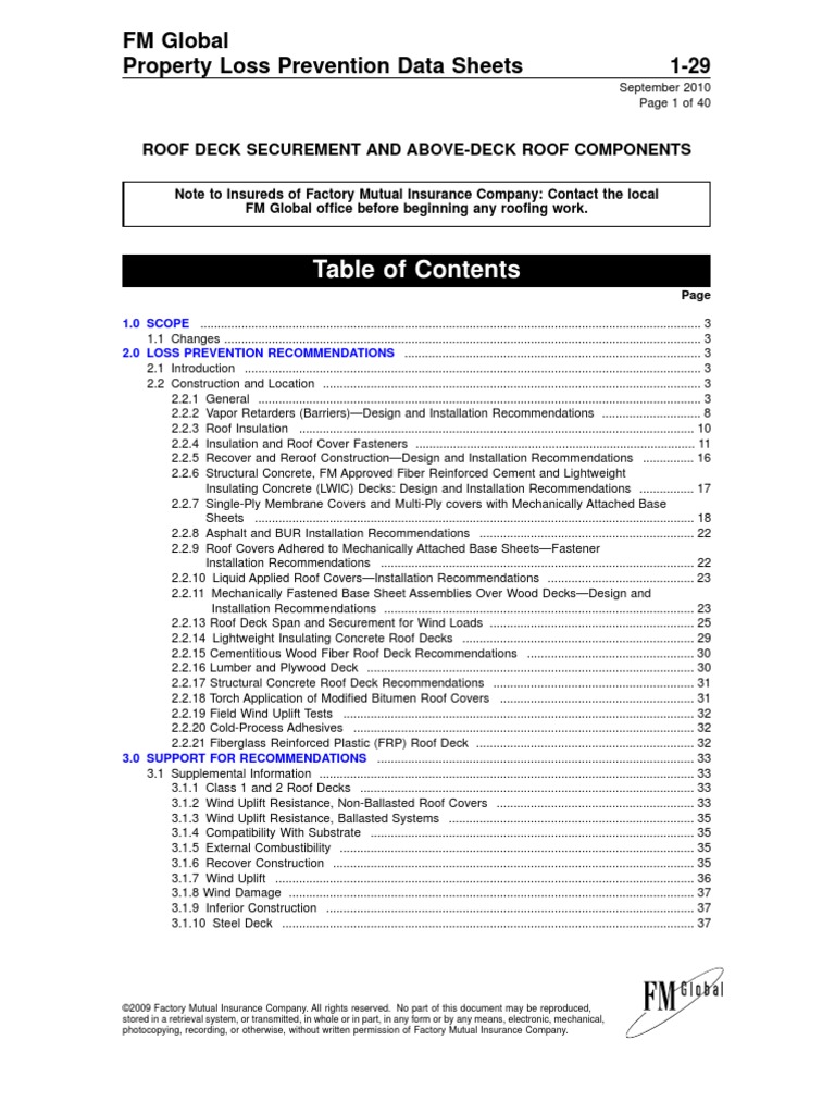 FM Global - Roof Design | PDF | Roof | Building Insulation