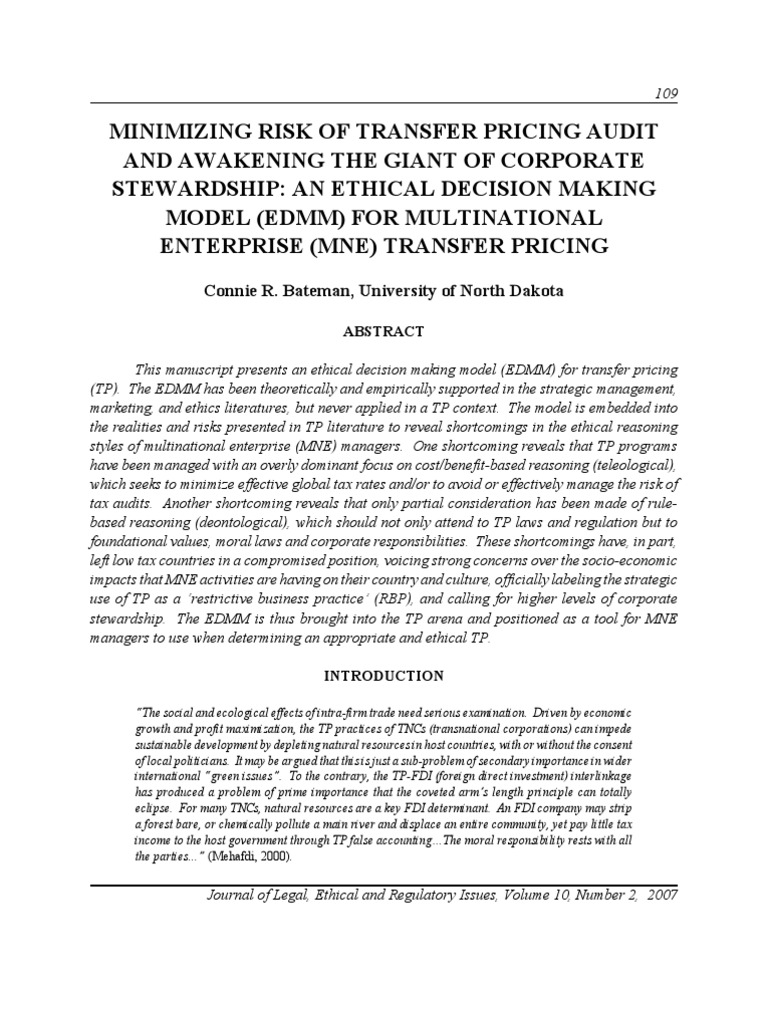 Ethical Decision-Making in Transfer Pricing | PDF | Taxes | Economies