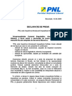 Declaratie de Presa Bogdan Olteanu Privind Introduce Re A Impozitului Forfetar 14 Aprilie 2009