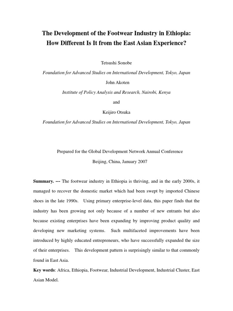 Development of Footwear Industry in Ethiopia PDF Development