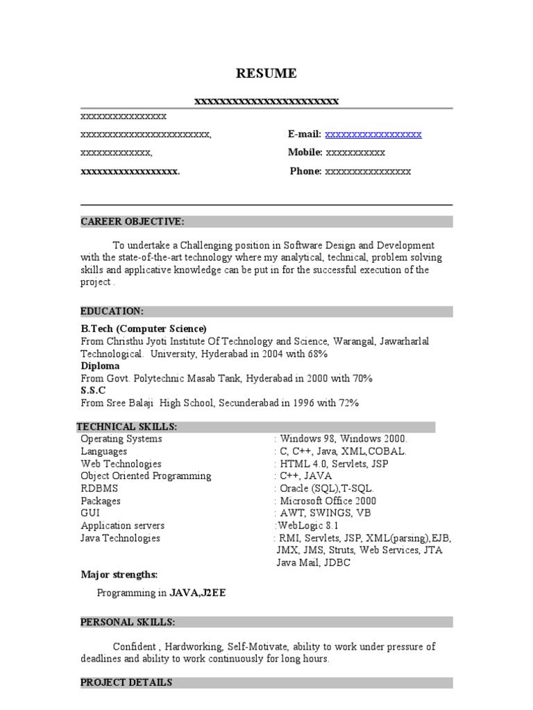 Fresher Resume 1 | PDF | Java Server Pages | Java (Programming Language)