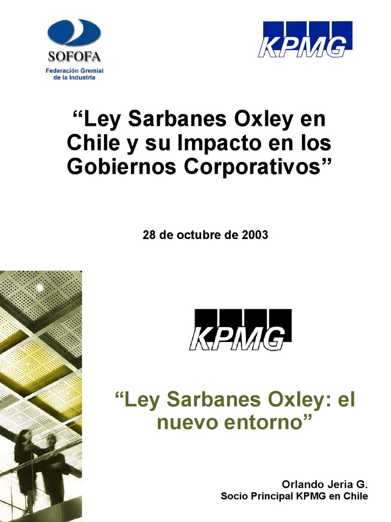 Ley Sarbanes Oxley Present Ac In SarbanesOxley Act Corporations