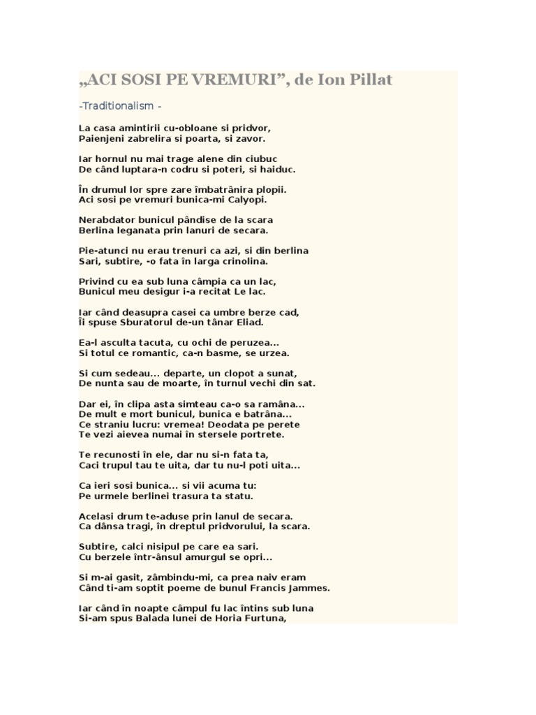 Ion Pillat Poezie Bac
