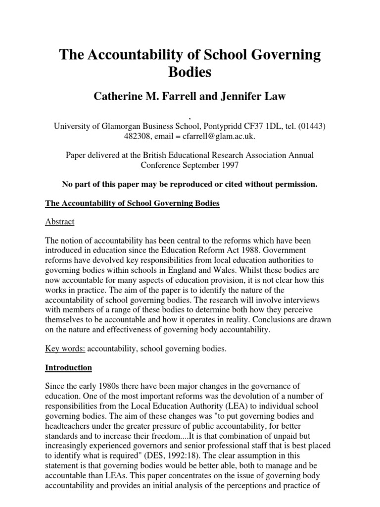 Accountability in School Governance | PDF | Accountability | Perception