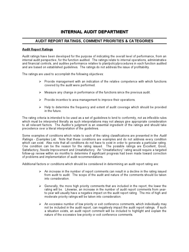 Audit Report and Comments Rating Classification Tool | PDF | Finance ...