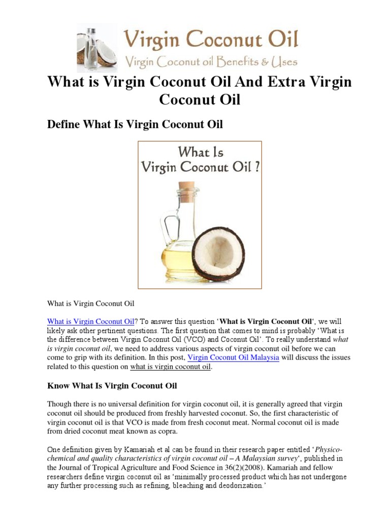 Understanding Virgin Coconut Oil | PDF | Coconut Oil | Coconut
