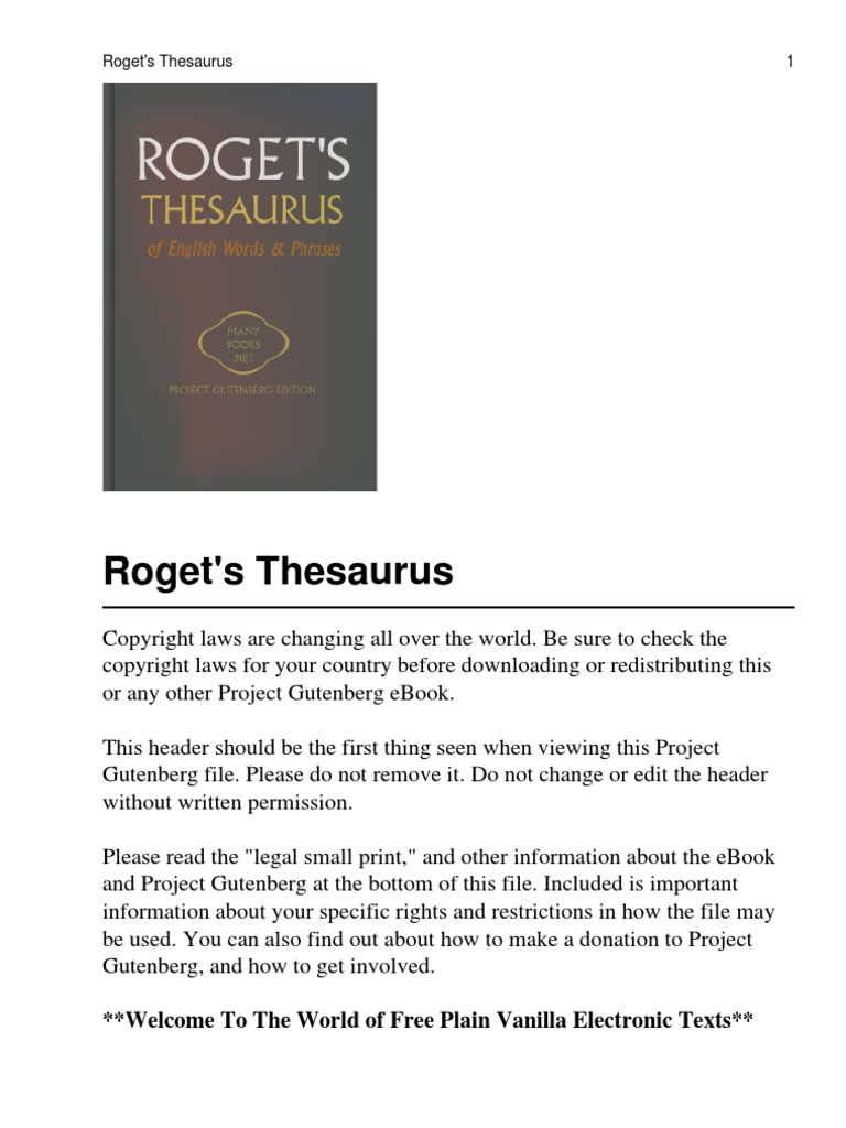 Roget' S Thesaurus | PDF