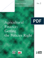 Agricultural Finance: Getting The Policies Right