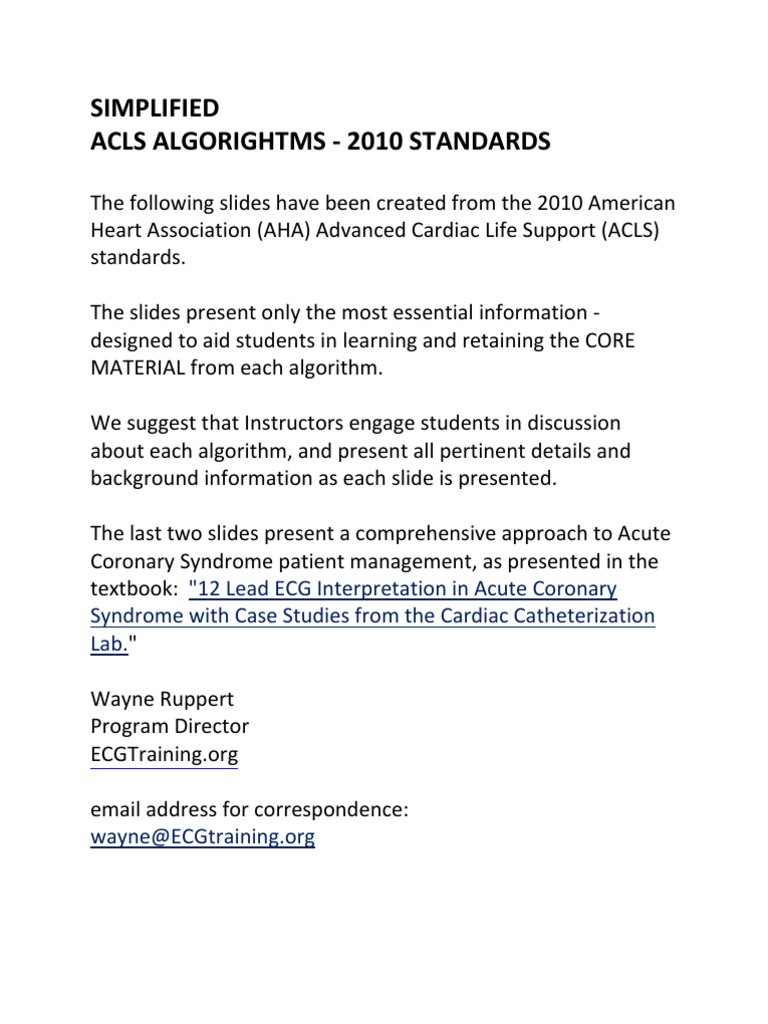 Aha Acls Algorithms 2010 | PDF | Medical Diagnosis | Electrocardiography