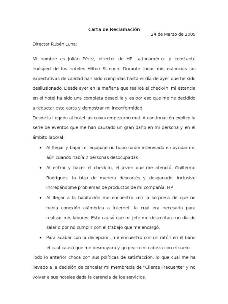 Carta de Reclamación