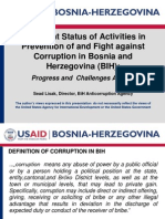 Current Status of Activities in Prevention of and Fight Against Corruption in Bosnia and Herzegovina (BIH)