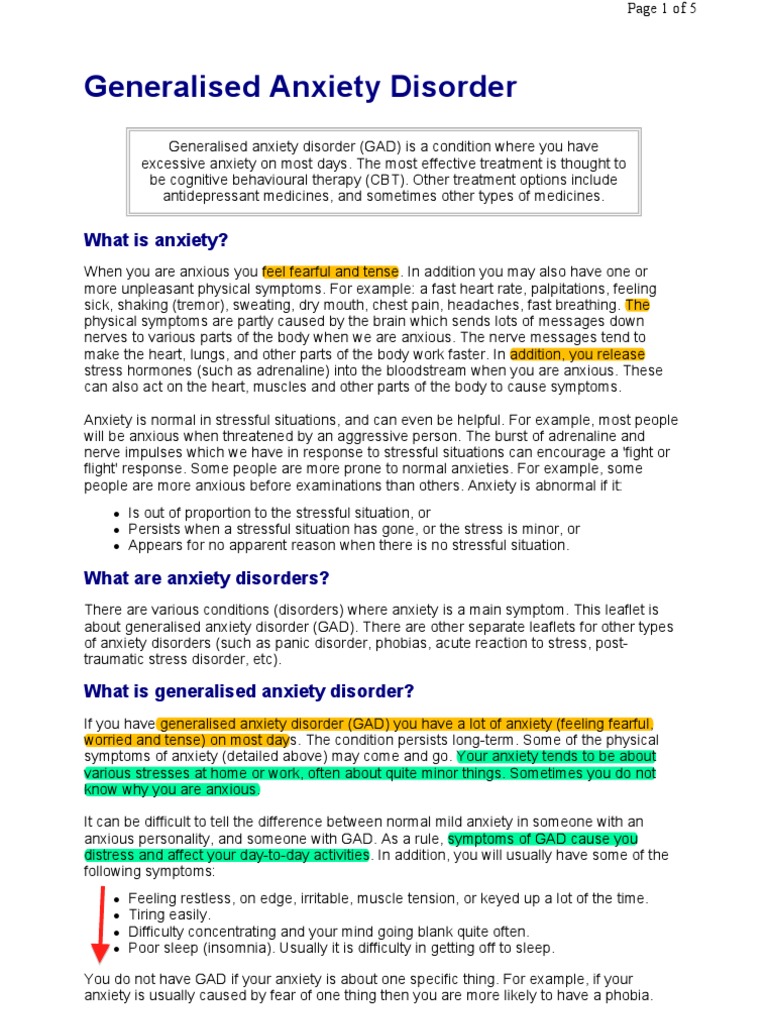 Generalised Anxiety Disorder | PDF | Generalized Anxiety Disorder ...