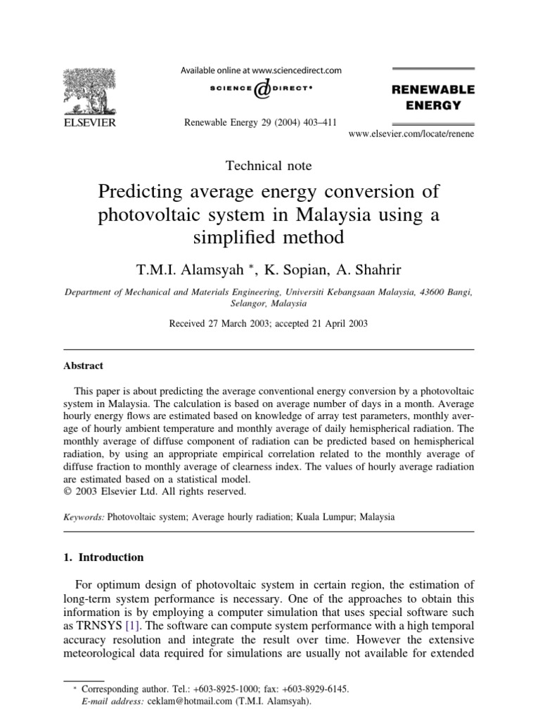 Model For Solar Radiation | PDF | Photovoltaic System | Photovoltaics