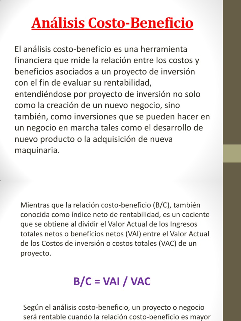 Análisis Costo-Beneficio - CLASE 5 | PDF | Análisis coste-beneficio |  Beneficio (economía)