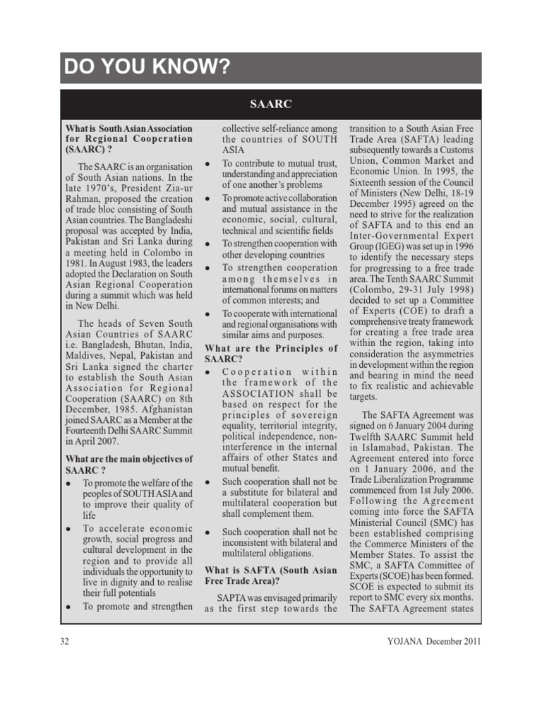 SAARC | PDF | International Relations | Foreign Policy