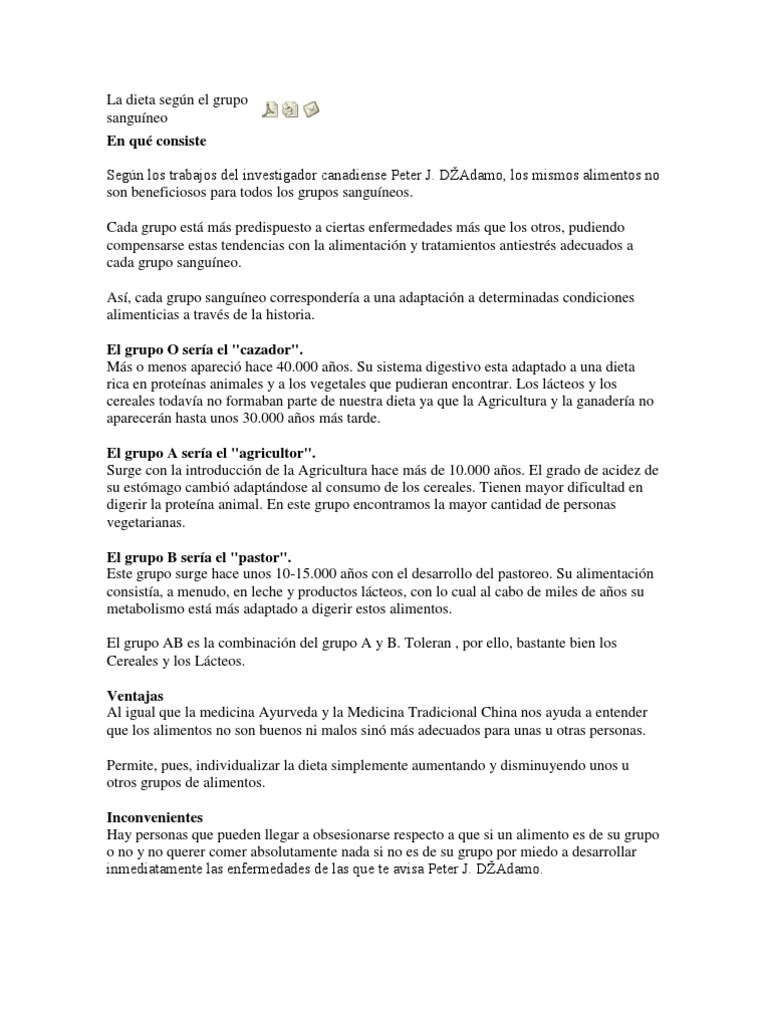 La dieta según el grupo sanguíneo | Dieta | Alimentos