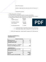 MEMO FAX CVP Analysis Sample