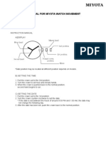 Caliber No. : Instruction Manual For Miyota Watch Movement