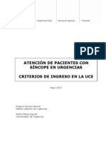 Atencion de Pacientes Con Sincope en Urgencias Criterios de Ingreso en La UCE. 2011