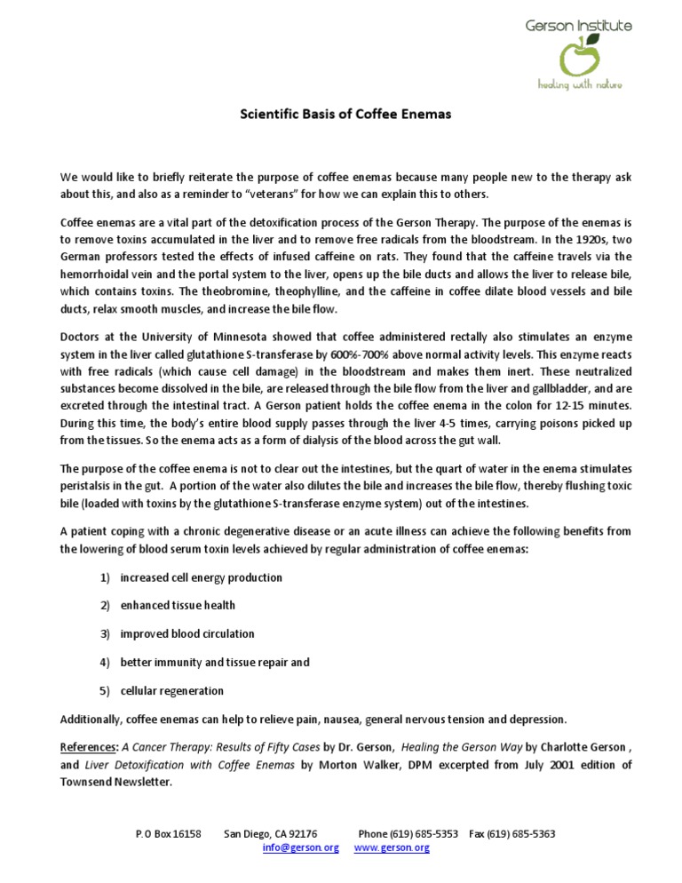 How Coffee Enemas Work PDF Liver Bile