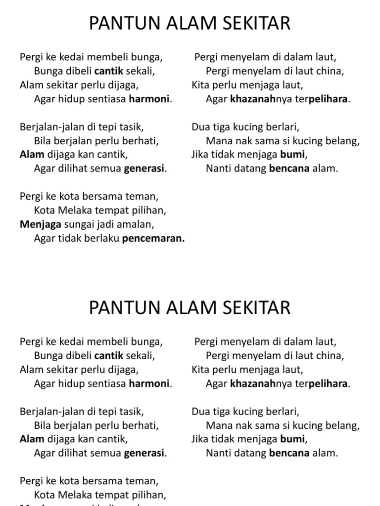 Pantun 4 Kerat Alam Sekitar - VivianaecGreene