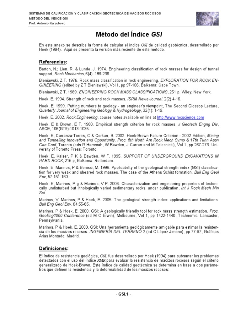 GSI Method for Rock Mass Classification | PDF | Stratum | Rock (Geology)