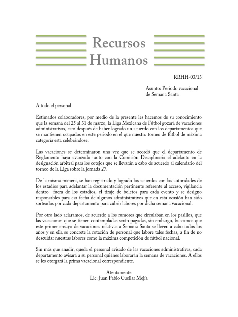 Circular Recursos Humanos | PDF