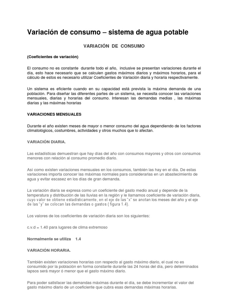 Variación del Consumo de Agua Potable | PDF | Consumo (economía) | Agua