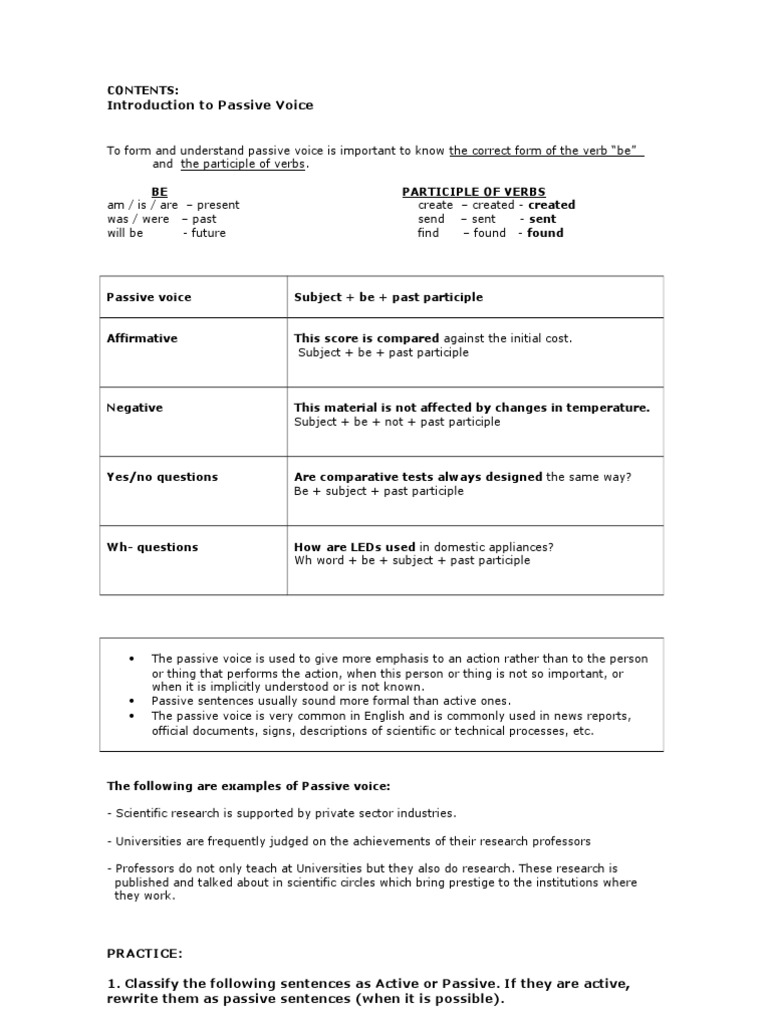 Intro To Passive Voice | PDF