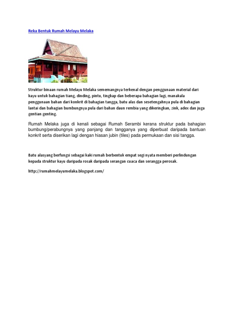 Reka Bentuk Rumah Melayu Melaka Pdf