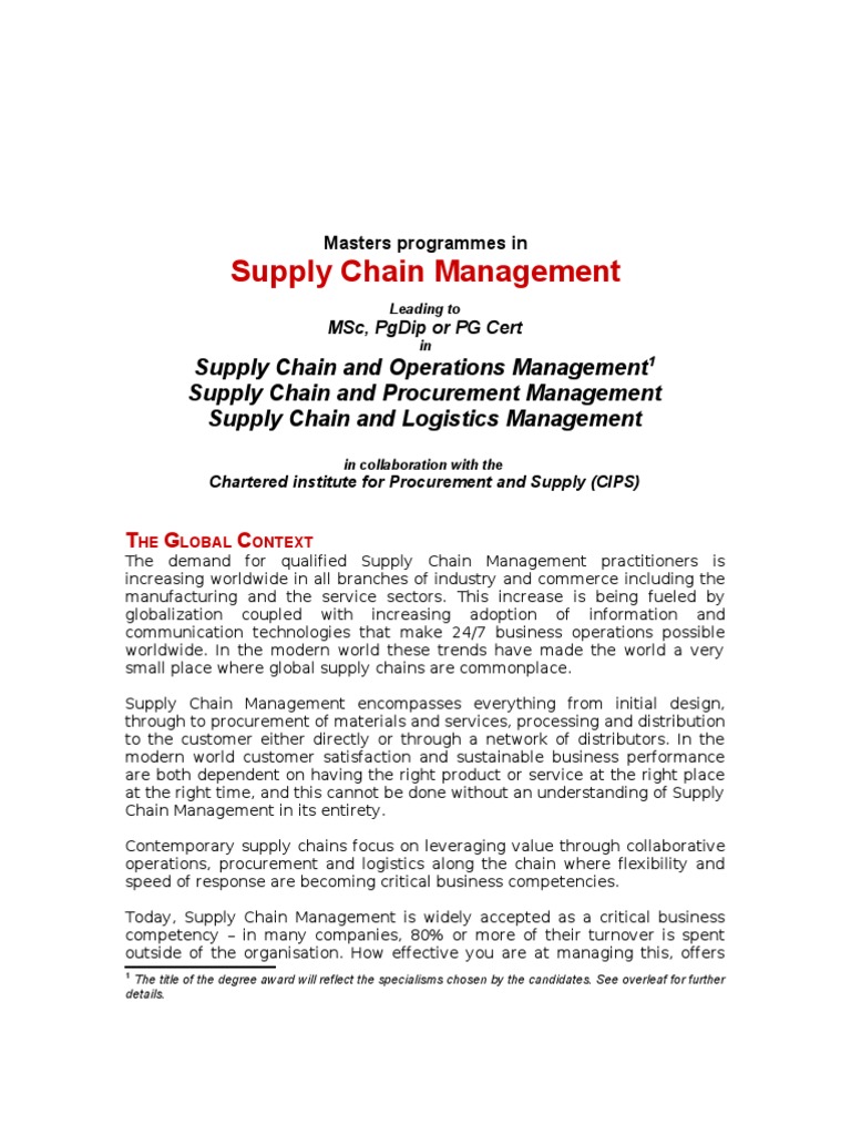MSc in Supply Chain ManagementSuite Flyer Supply Chain Management