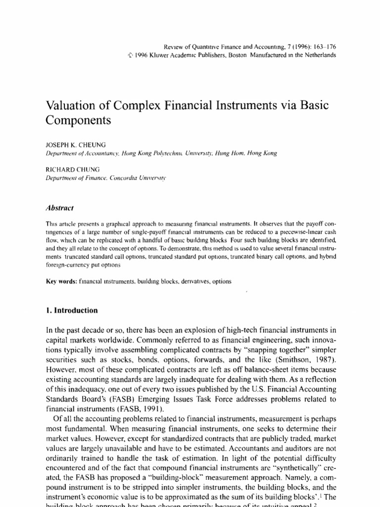 Valuation Of Complex Financial Instruments For Credit Risk Transfer – JIFAI