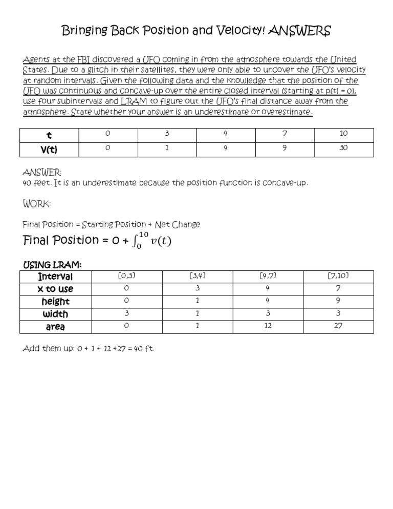 UFO Velocity and Position Analysis | PDF