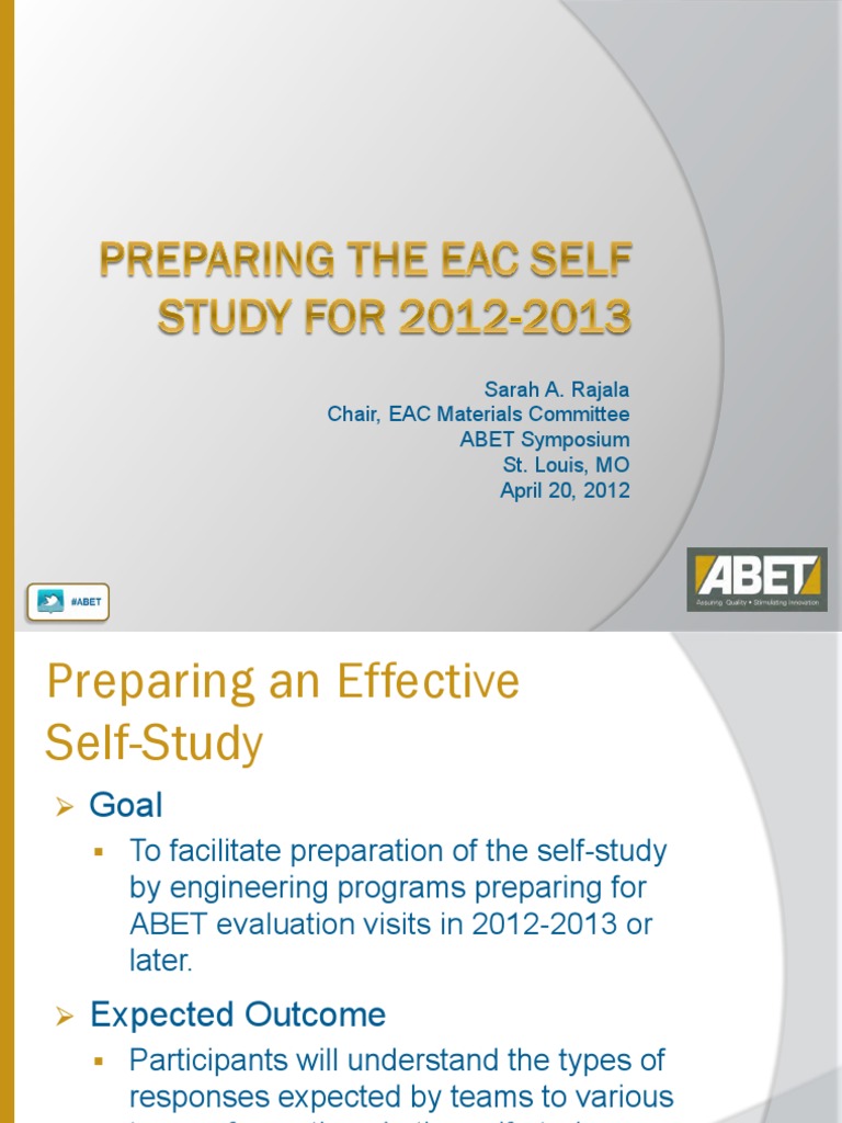 Effective Self-Study for ABET Accreditation | PDF | Further Education ...