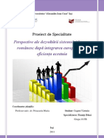 ProjectPerspective Ale Dezvoltării Sistemului Bancar Românesc După Integrarea Europeană Și Eficiența Acestuia